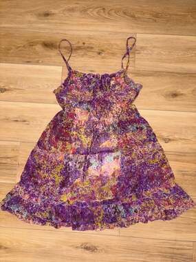 Funky People Vintage Y2K Purple Multi Floral Tiered Ruffle Cami Sundress